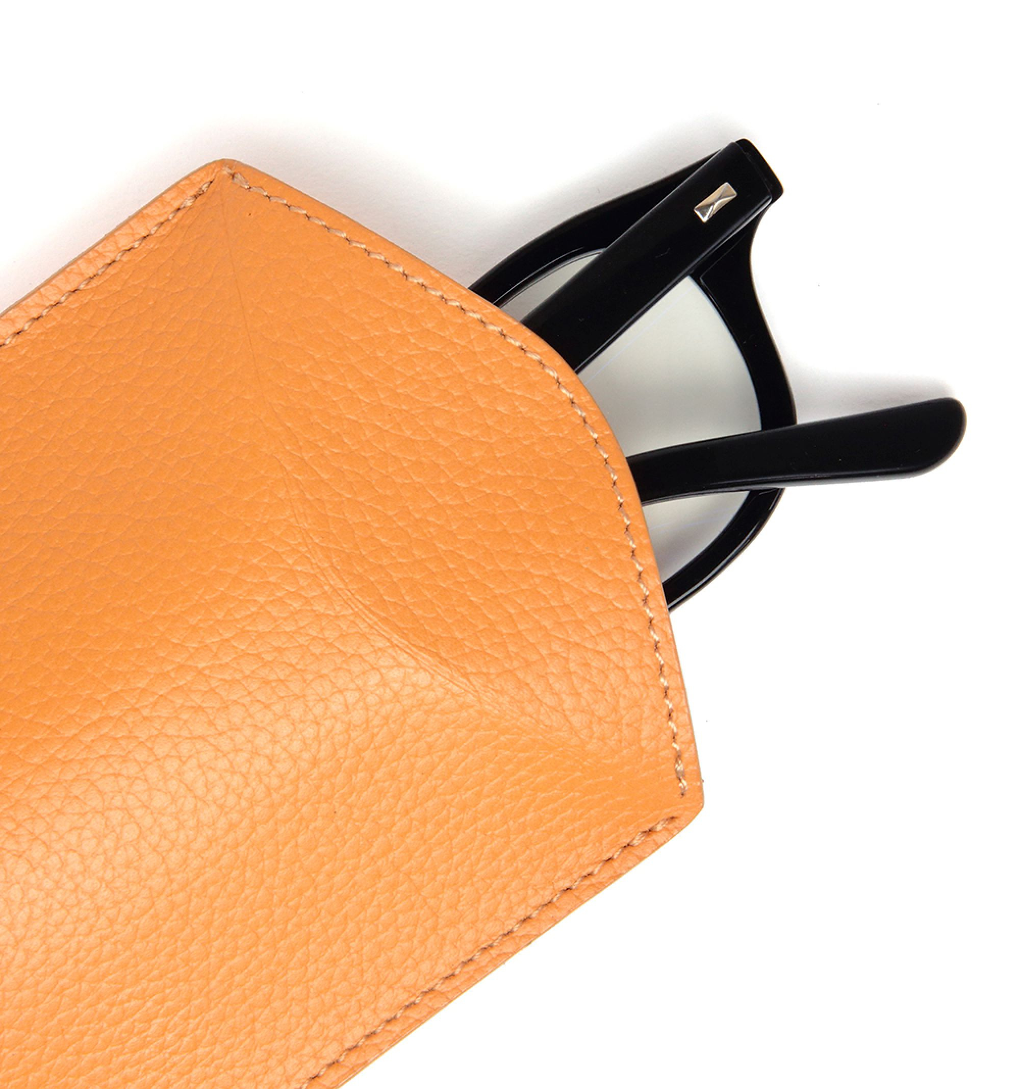 DIFFUSER TOKYO / CYLINDRICAL LEATHER EYEWEAR CASE / ORANGE