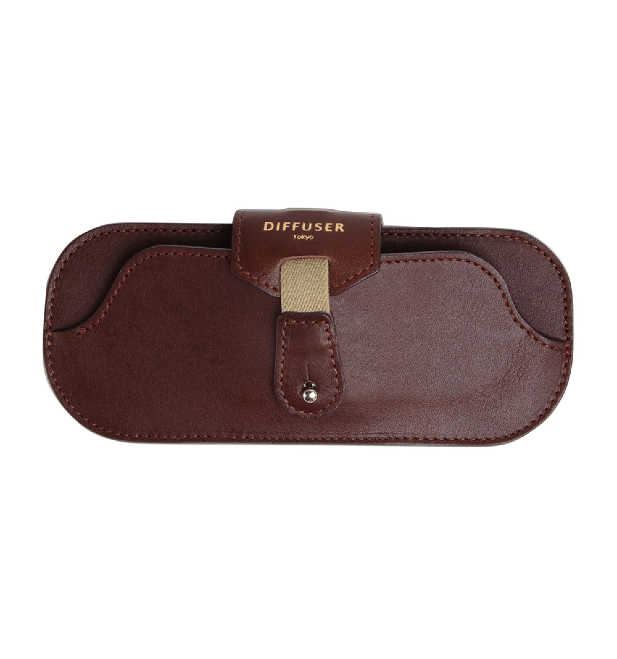 DIFFUSER TOKYO / OIL LEATHER SMART EYEWEAR CASE / DARK BROWN & RED