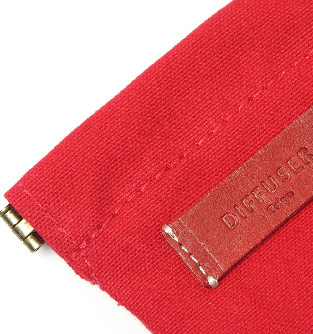 DIFFUSER TOKYO / COTTON CANVAS SOFT EYEWEAR CASE / RED & RED LEATER