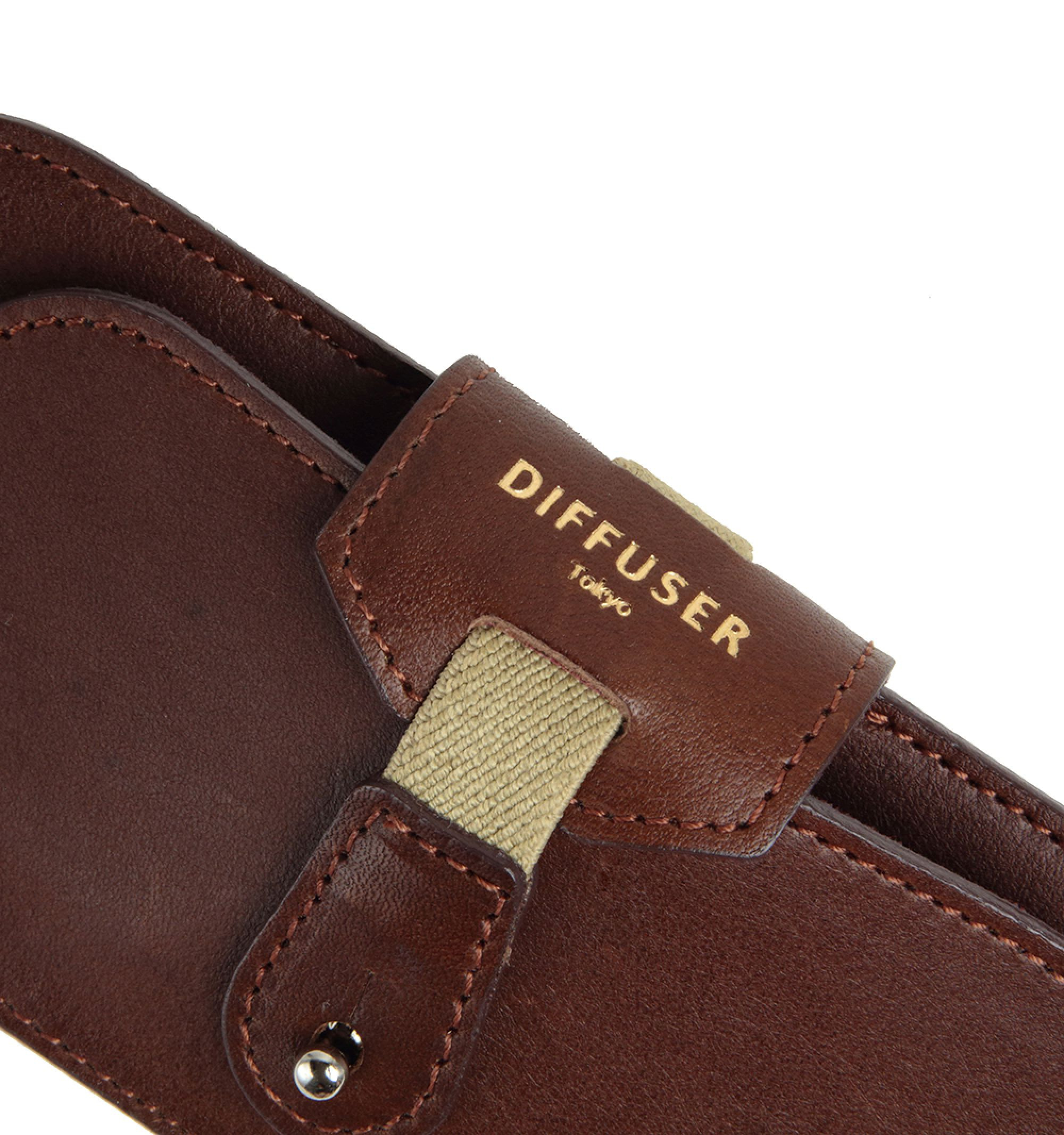 DIFFUSER TOKYO / OIL LEATHER SMART EYEWEAR CASE / DARK BROWN & RED