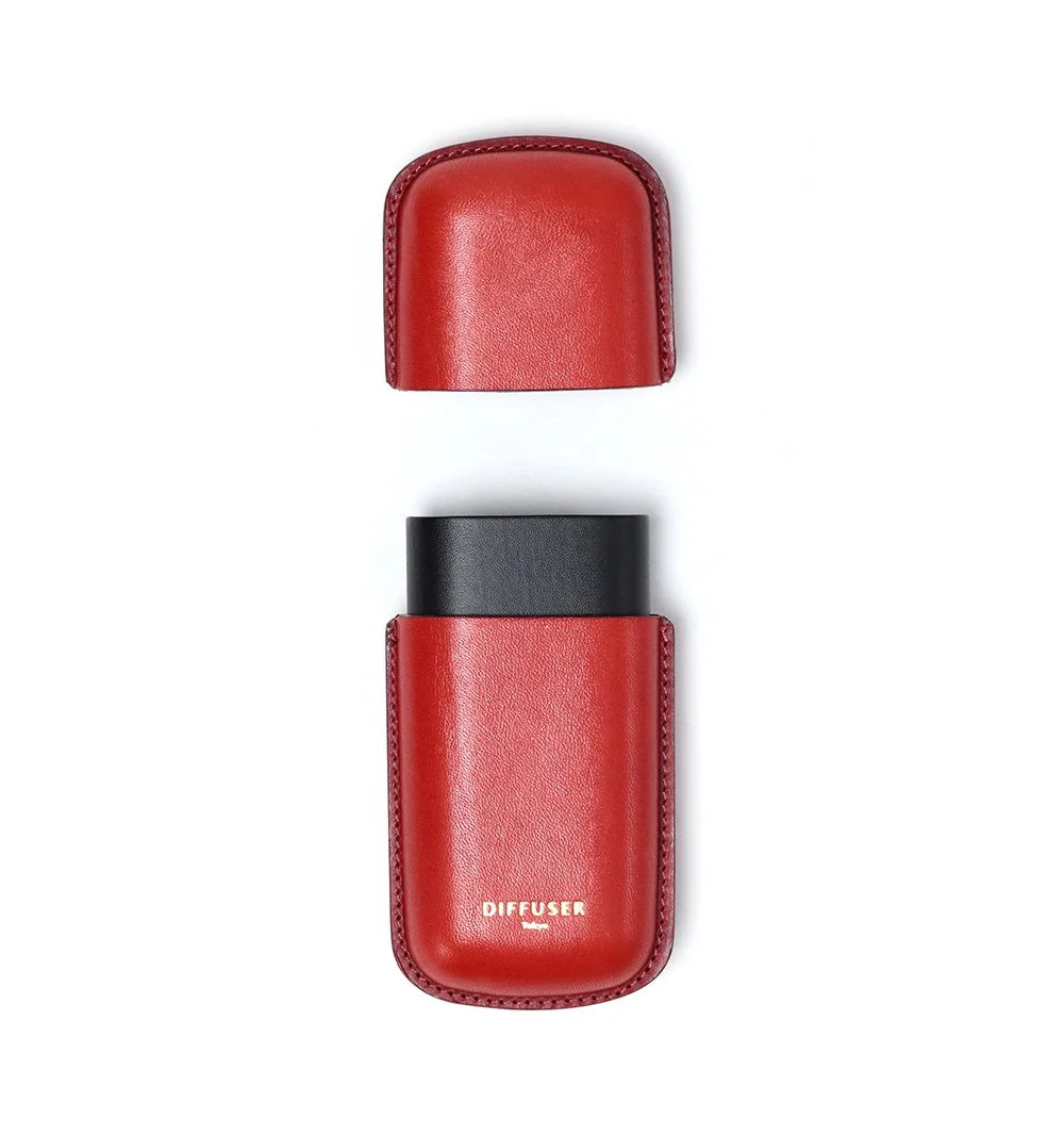DIFFUSER TOKYO / WETFORMING LEATHER EYEWEAR CASE / RED & BLACK