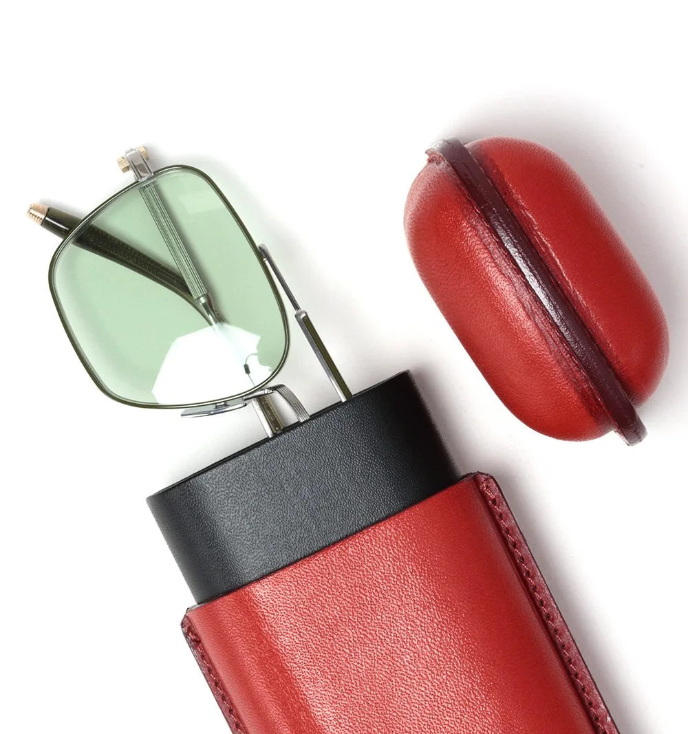 DIFFUSER TOKYO / WETFORMING LEATHER EYEWEAR CASE / RED & BLACK