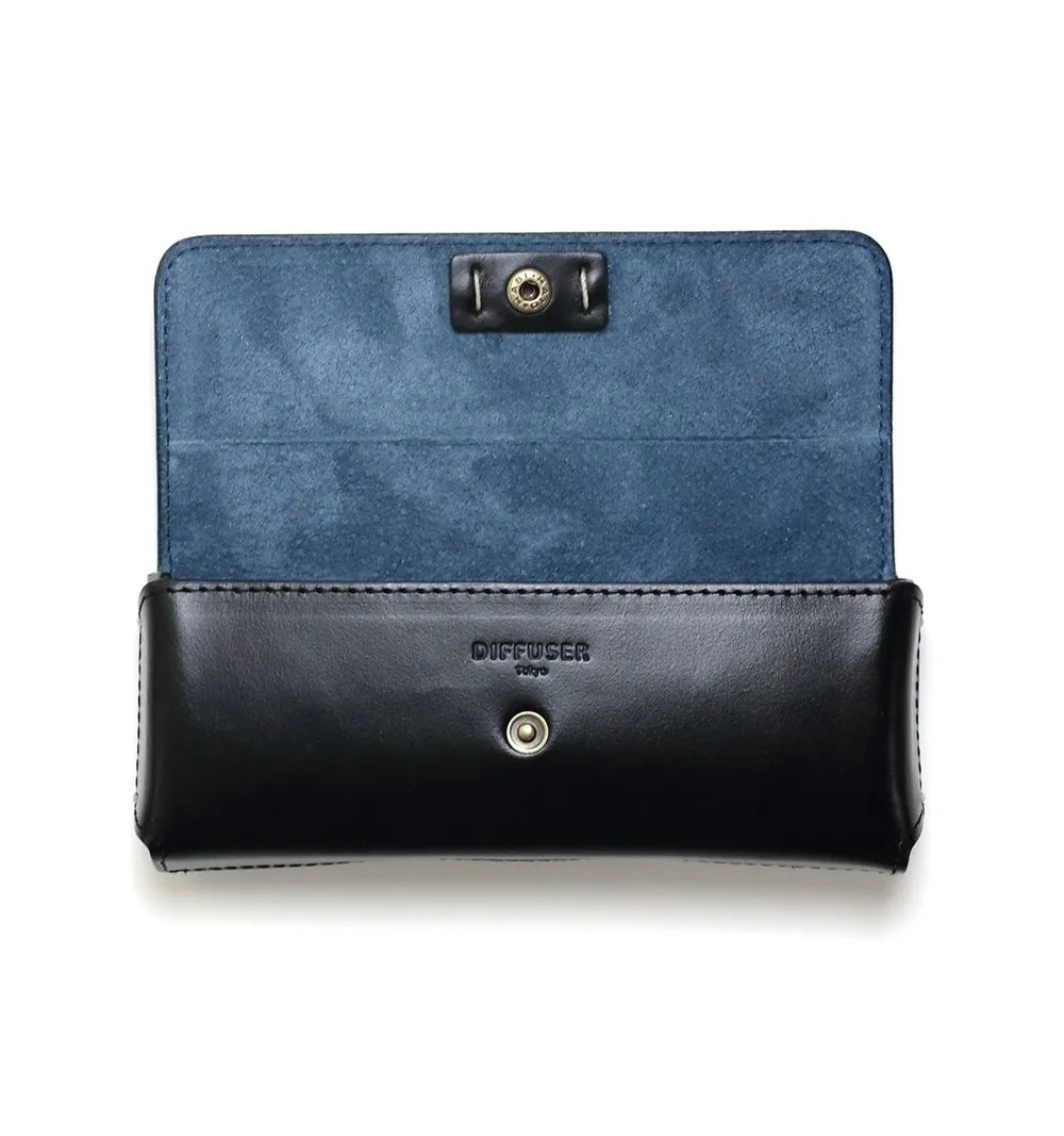DIFFUSER TOKYO / OIL LEATHER RECT EYEWEAR CASE / BLACK & NAVY