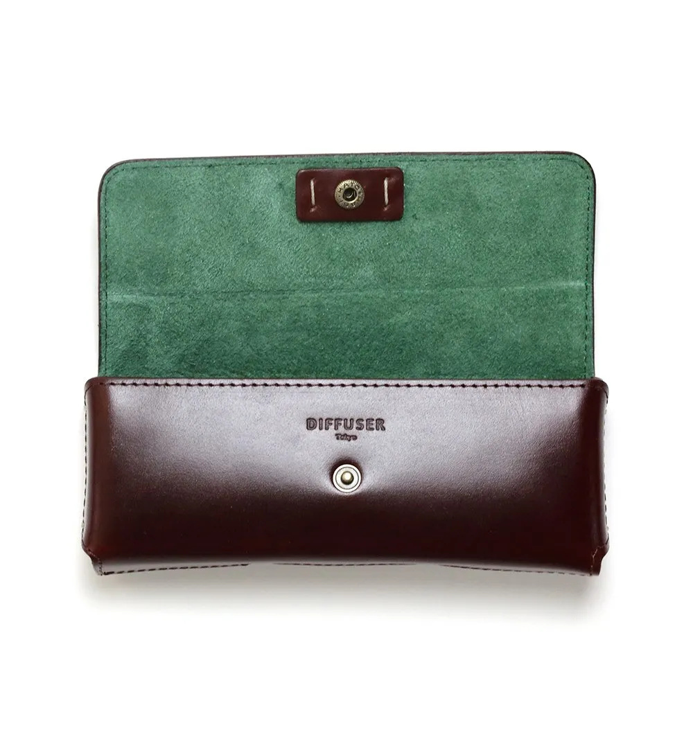 DIFFUSER TOKYO / OIL LEATHER RECT EYEWEAR CASE / CHOCO BROWN & DARK GREEN