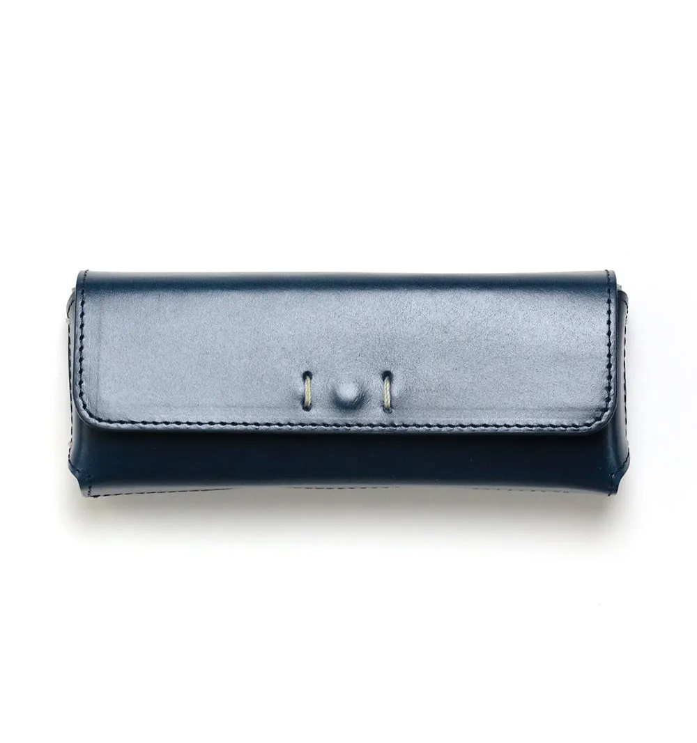 DIFFUSER TOKYO / OIL LEATHER RECT EYEWEAR CASE / BLUE & LIGHT GREY