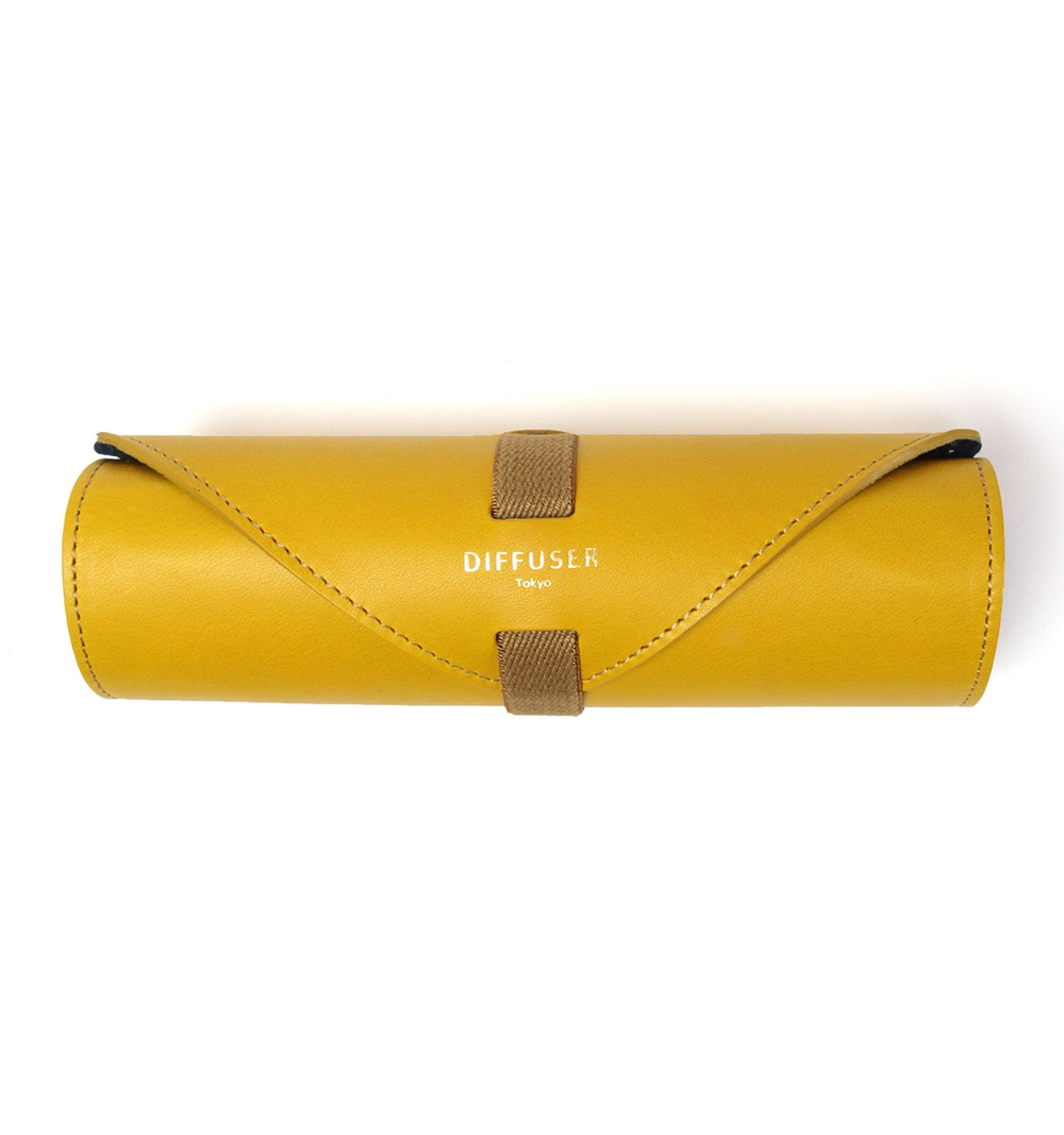 DIFFUSER TOKYO / OIL LEATHER ROLL EYEWEAR CASE / YELLOW & NAVY