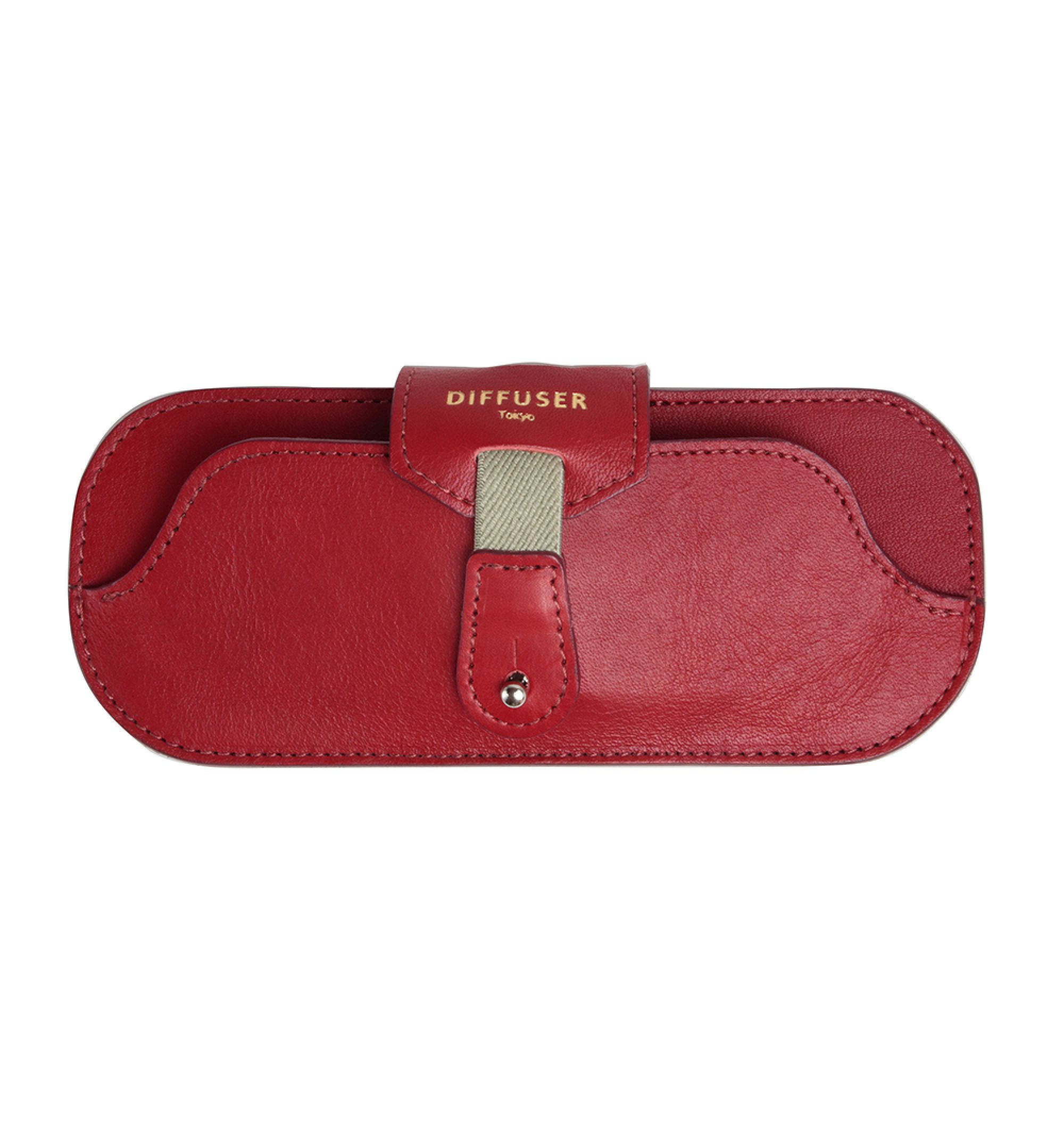 DIFFUSER TOKYO / OIL LEATHER SMART EYEWEAR CASE / RED & LIGHT BROWN