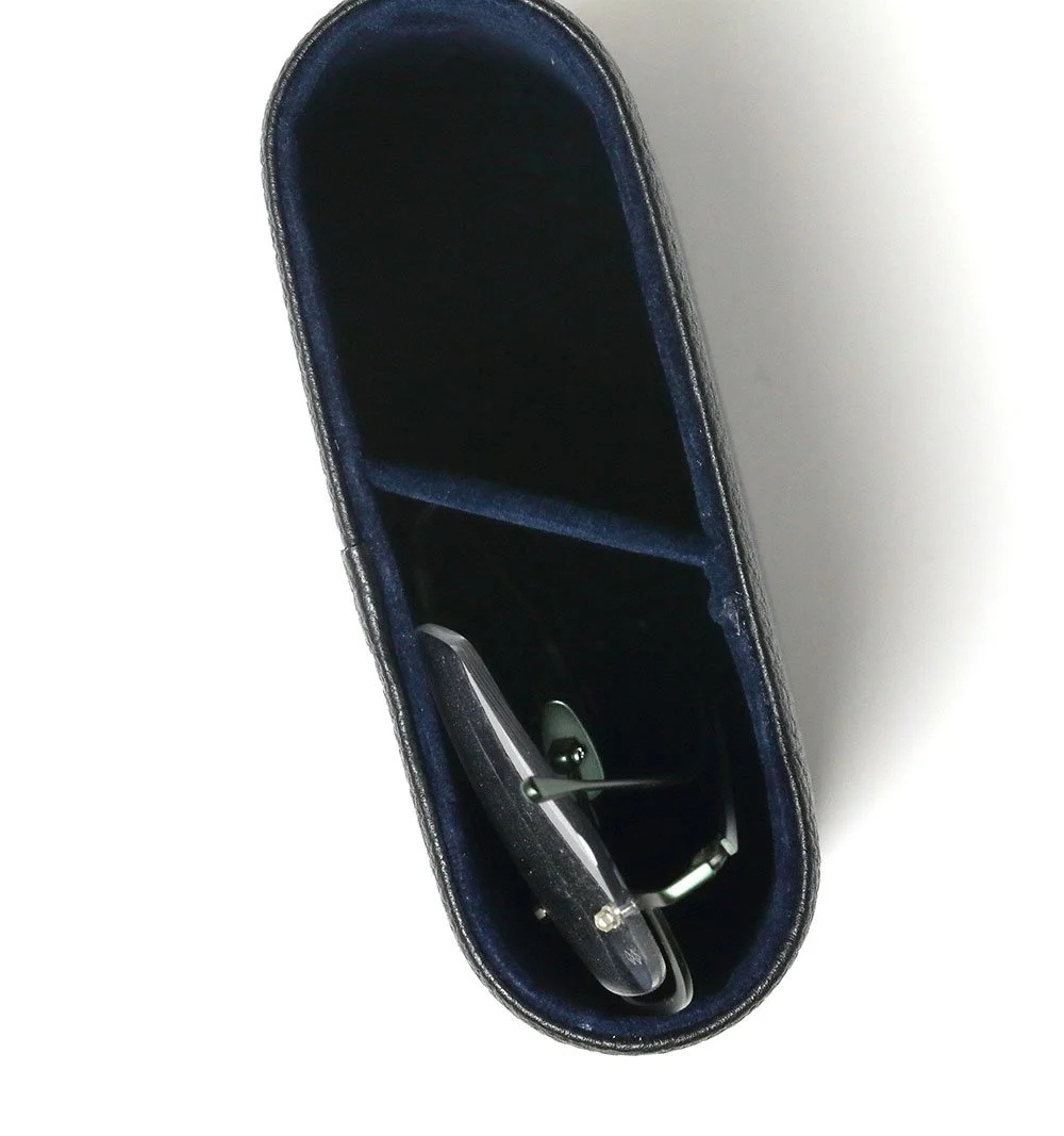 DIFFUSER TOKYO / 2 COMPARTMENT SHRINK LEATHER EYEWEAR STAND / BLACK & NAVY