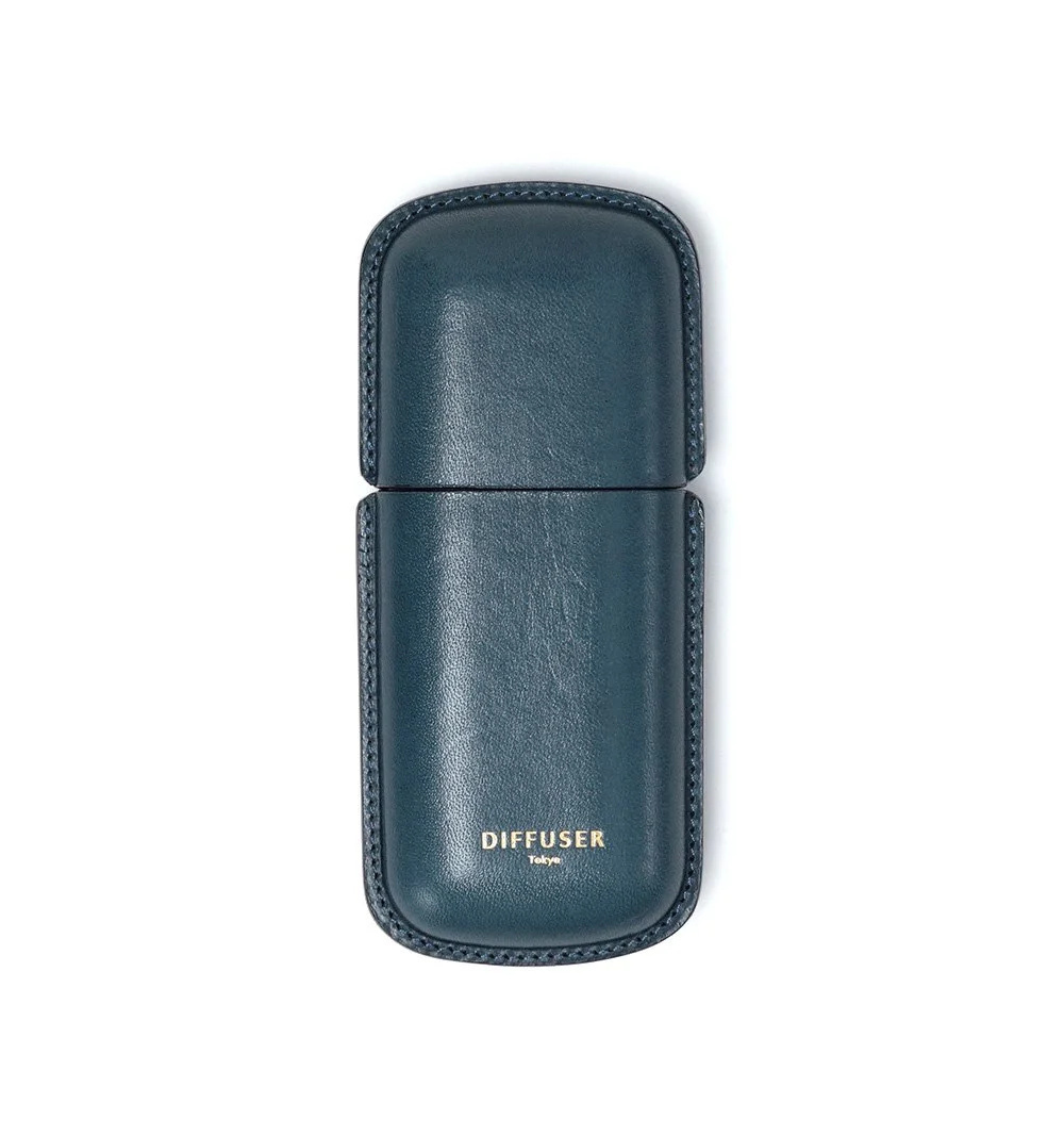 DIFFUSER TOKYO / WETFORMING LEATHER EYEWEAR CASE / BLUE & DARK BROWN