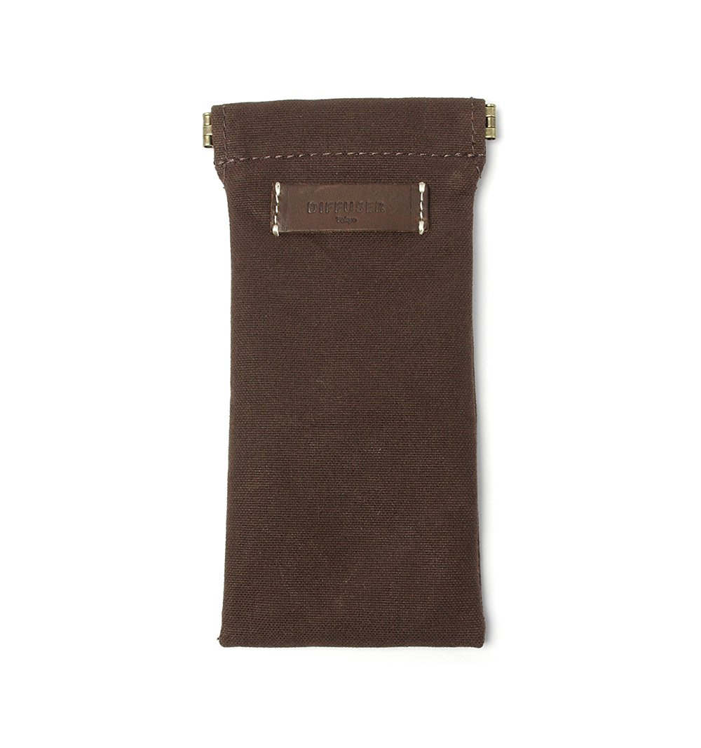 DIFFUSER TOKYO / COTTON CANVAS SOFT EYEWEAR CASE / DARK BROWN & DARK BROWN LEATER