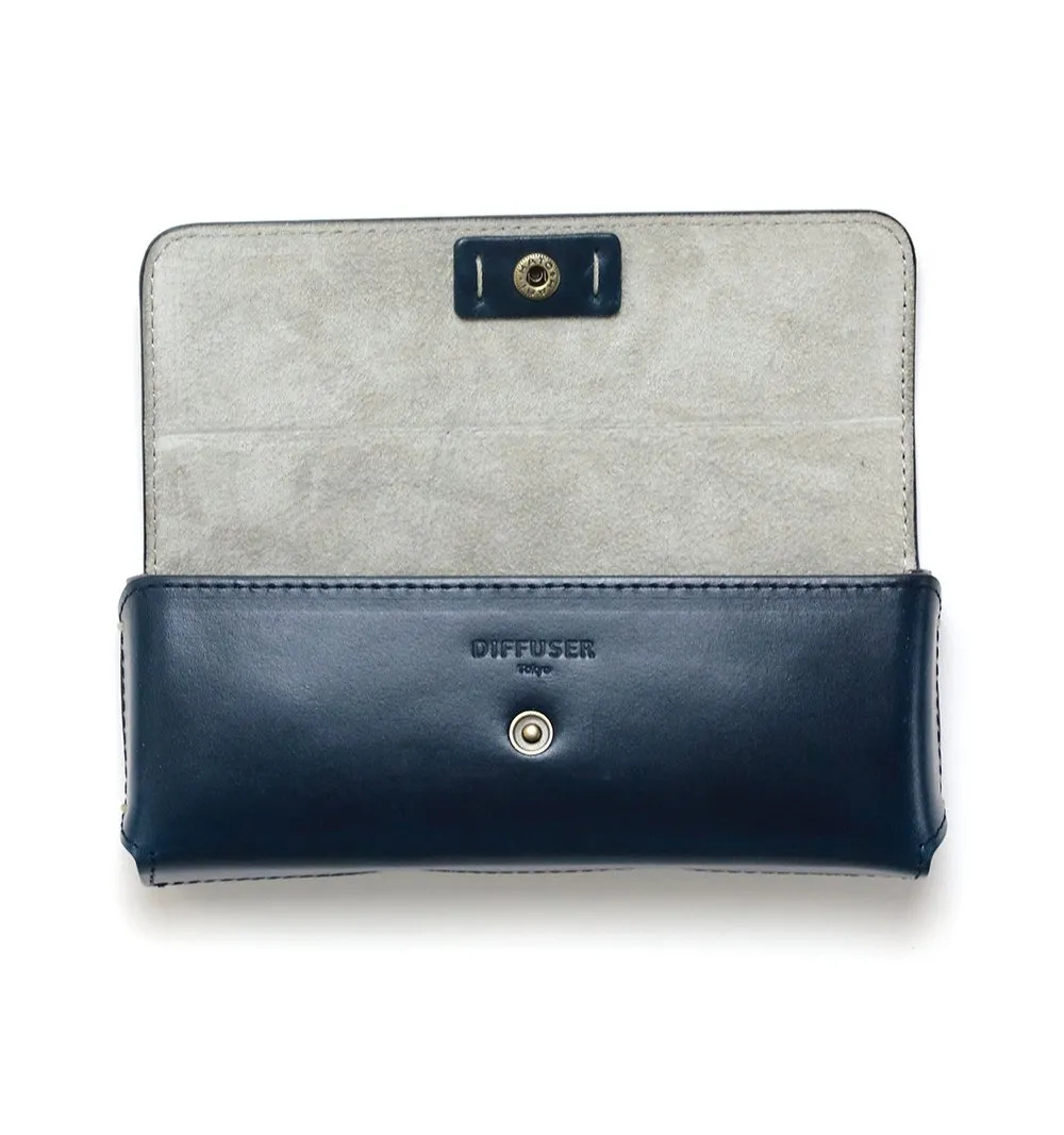 DIFFUSER TOKYO / OIL LEATHER RECT EYEWEAR CASE / BLUE & LIGHT GREY