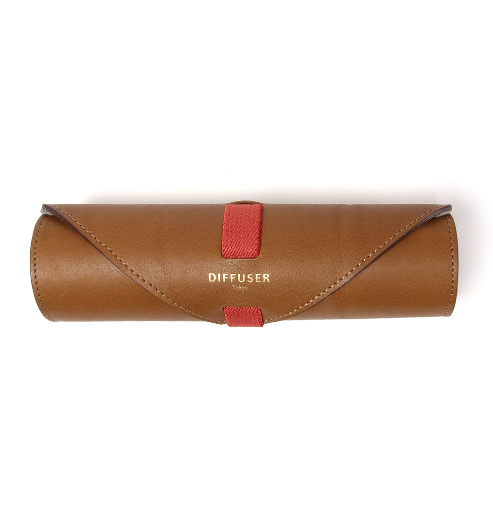 DIFFUSER TOKYO / OIL LEATHER ROLL EYEWEAR CASE / CAMEL & BEIGE