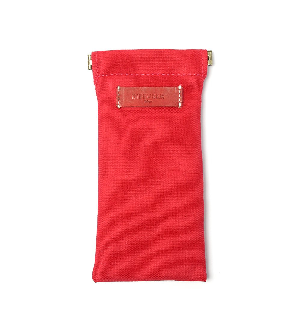 DIFFUSER TOKYO / COTTON CANVAS SOFT EYEWEAR CASE / RED & RED LEATER
