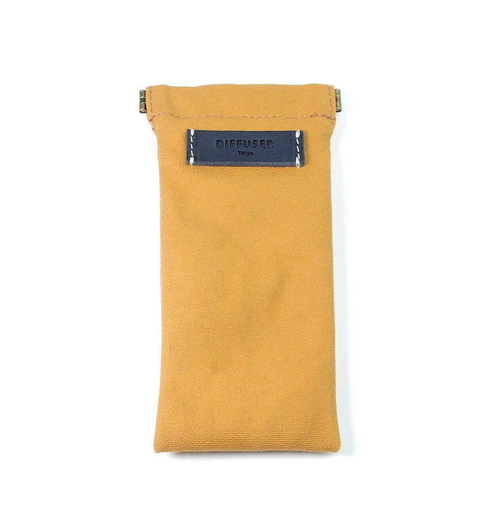 DIFFUSER TOKYO / COTTON CANVAS SOFT EYEWEAR CASE / OCHER & NAVY LEATER