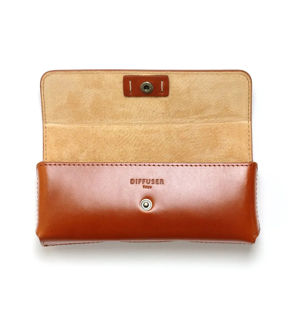 DIFFUSER TOKYO / OIL LEATHER RECT EYEWEAR CASE / CAMEL & LIGHT BROWN